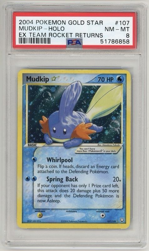 Pokemon Mudkip Gold Star Holo Team Rocket Returns 107/109 PSA 8 NM-MT