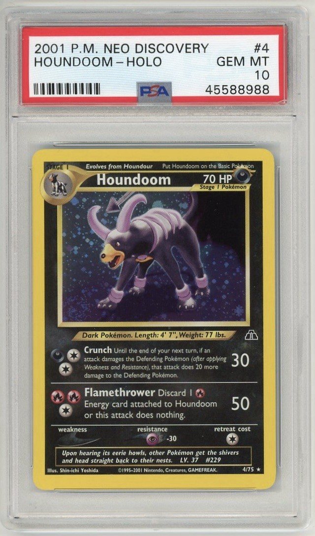 2001 POKEMON NEO DISCOVERY #4 HOUNDOOM-HOLO PSA 10 GEM MINT POP 18 – Photo 1