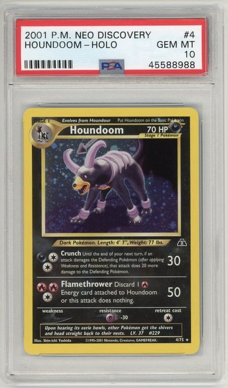2001 POKEMON NEO DISCOVERY #4 HOUNDOOM-HOLO PSA 10 GEM MINT POP 18