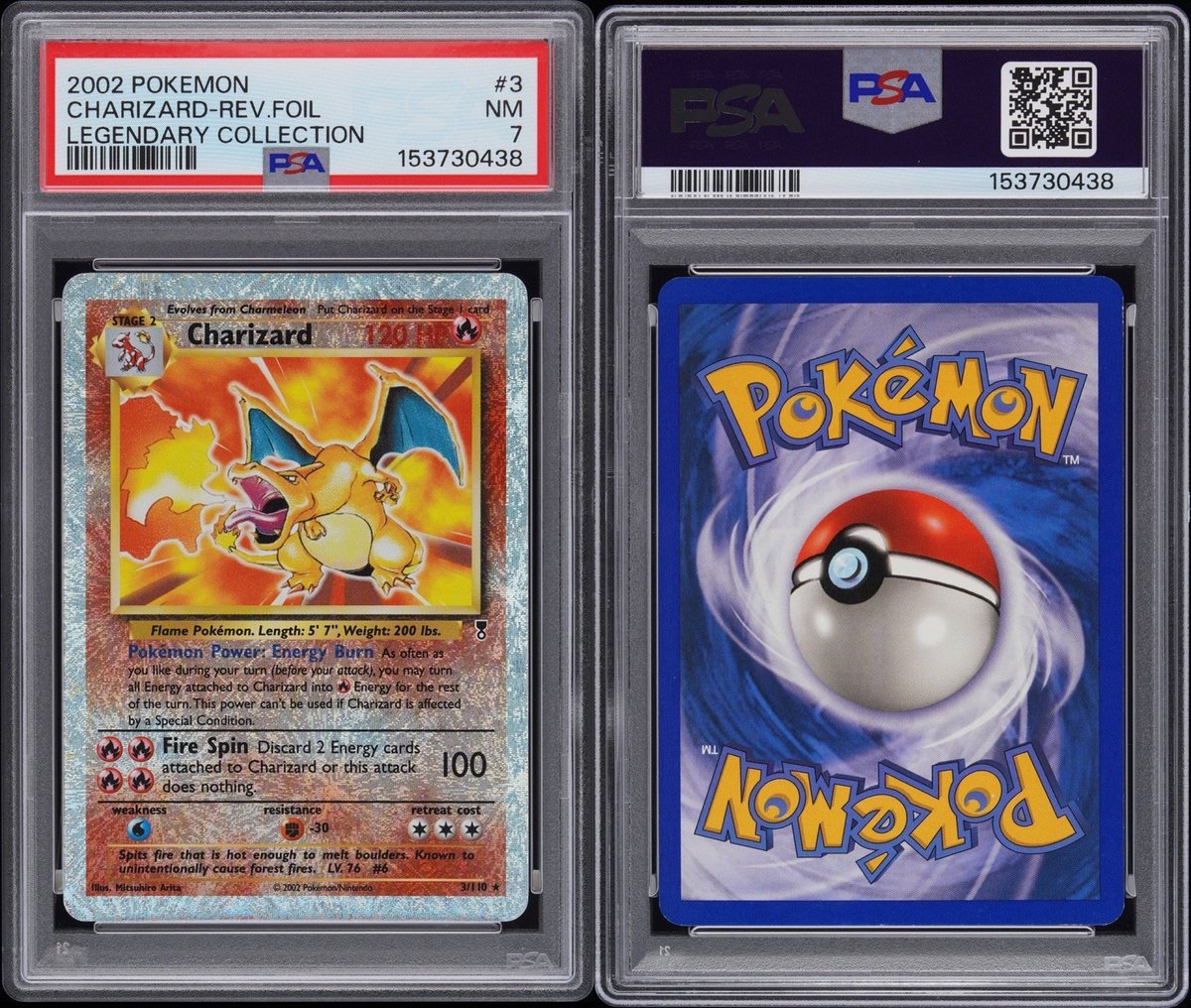 Pokemon Charizard Reverse Holo 3/110 Legendary Collection PSA 7 NM – Photo 3