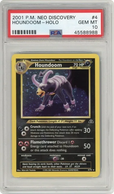 2001 POKEMON NEO DISCOVERY #4 HOUNDOOM-HOLO PSA 10 GEM MINT POP 18