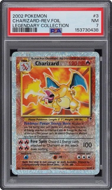 Pokemon Charizard Reverse Holo 3/110 Legendary Collection PSA 7 NM